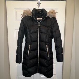 Women’s Calvin Klein Faux-Fur-Trim Puffer Coat - Black - XS
